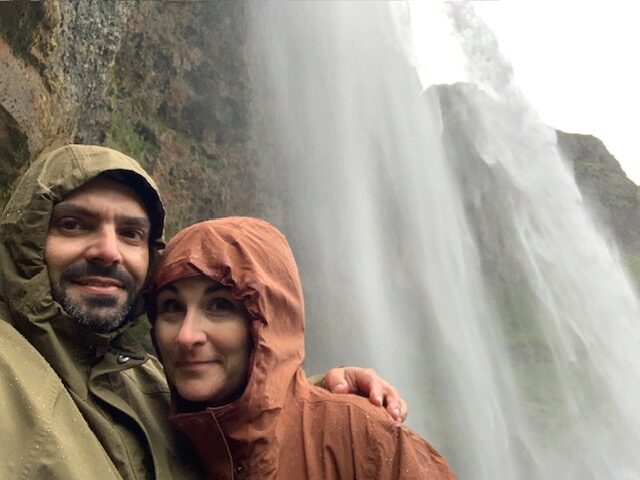 Stopping at an Iceland attraction during our Ring Road campervan trip.