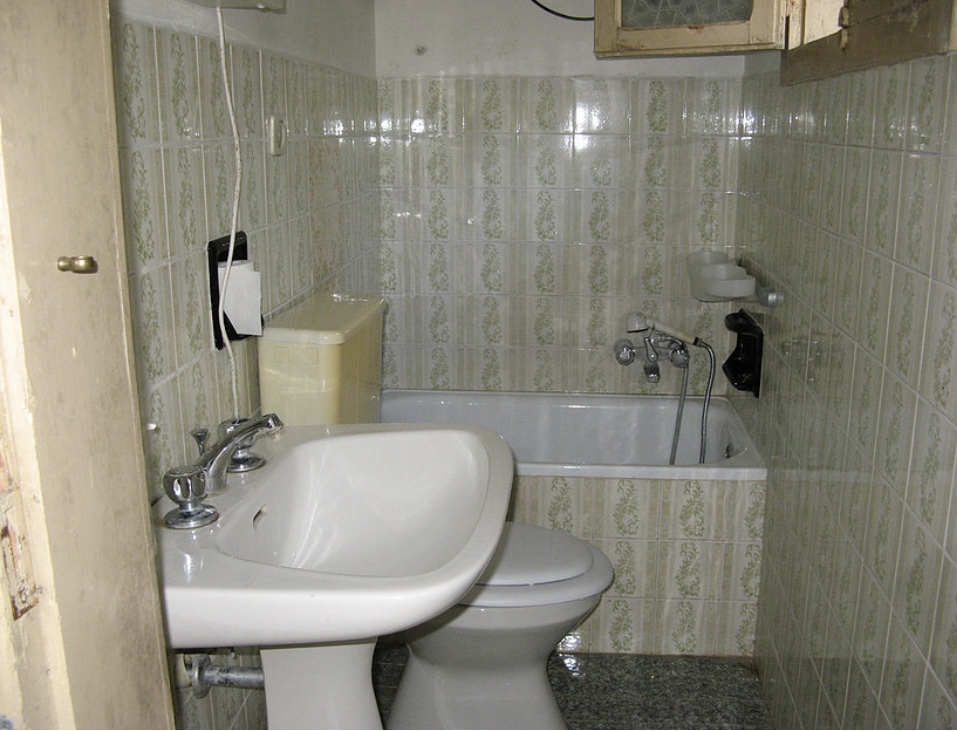 Inside the outside bathroom at our old Italian house before renovation