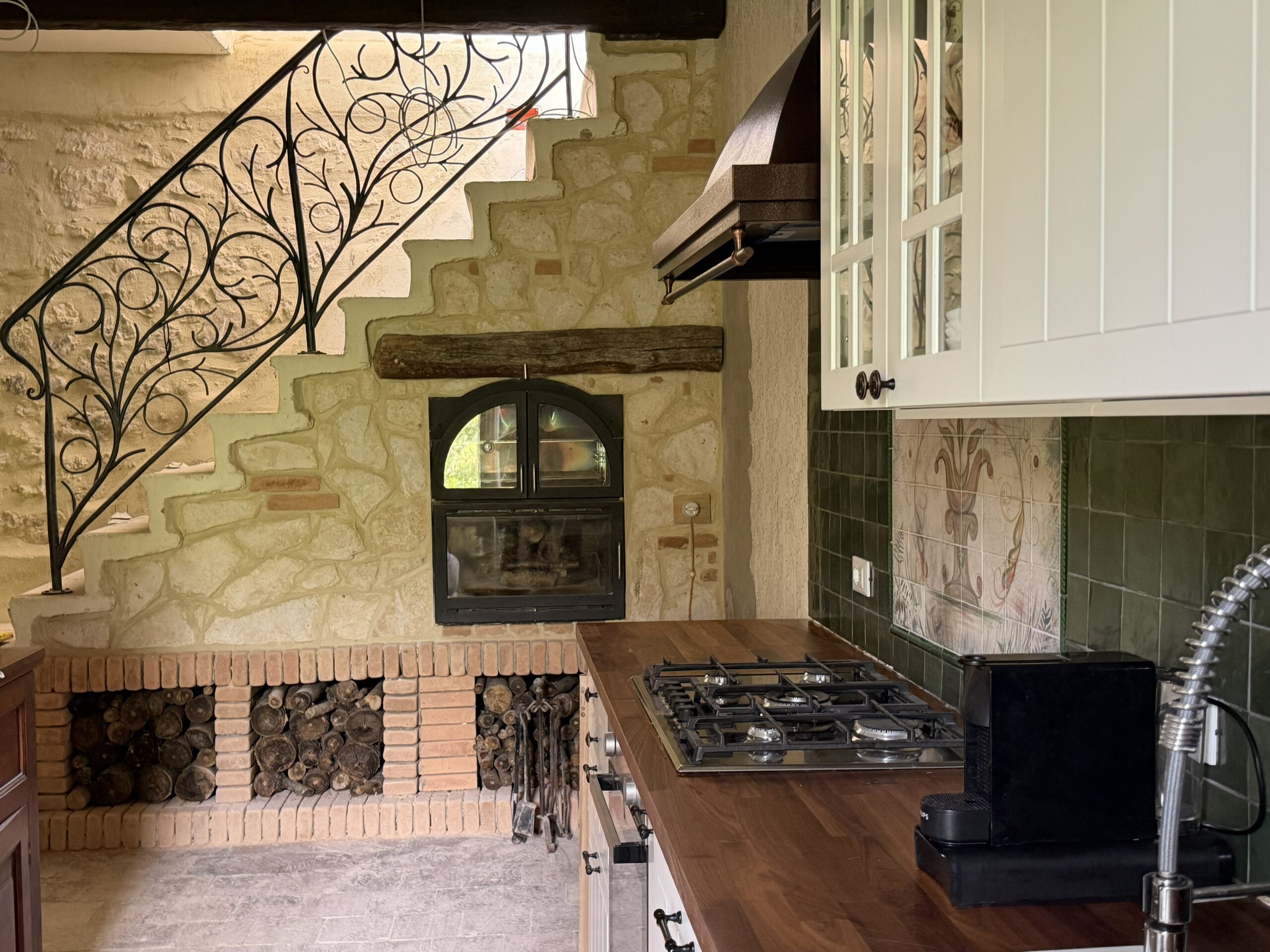 wood-burning bread oven installation in our restored Italian kitchen