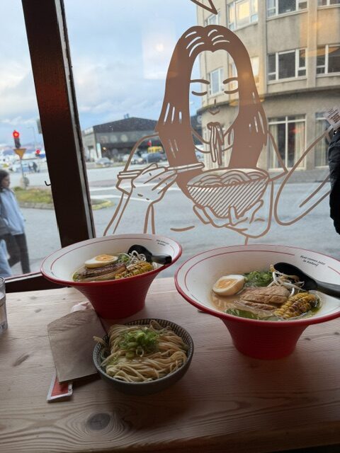 Bowl of Japanese ramen served at a restaurant in Reykjavík during our Iceland trip